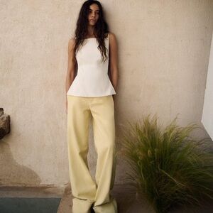 Zara Turn Up Cuffed Wide Leg Jeans